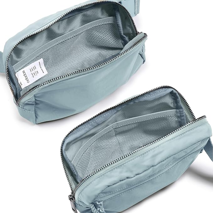 ODODOS Unisex Mini Belt Bag with Adjustable Strap Small Fanny Pack for Workout Running Traveling Hiking, Stone Blue