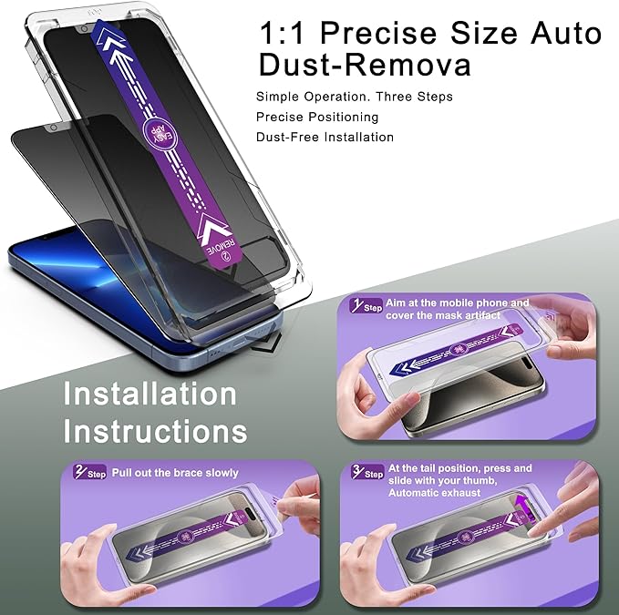 2 Pack Matte Privacy Screen Protector for iPhone 13 Pro Max and iPhon 14 Plus 6.7-Inch Auto Dust Removal, No Bubbles,Anti-Spy Tempered Glass Film, Easy Installation