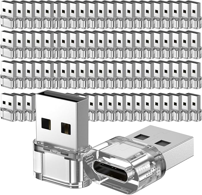 1000 Packs USB A to USB Clear Adapter,USB C Female to A Male Charger Converter Compatible with Apple Watch Ultra iWatch 8 7,iPhone16 15 14 13 Pro Max Plus,iPad 9 10 Air 5 Mini 6,Car,Galaxy S23