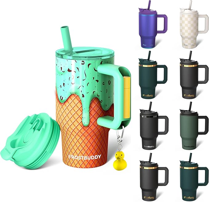 Thicc Buddy - 16 oz Stainless Steel Vacuum Insulated Tumbler with Lid and Straw for Water - Travel Mug Cupholder Friendly - Gifts for Women Men Him Her