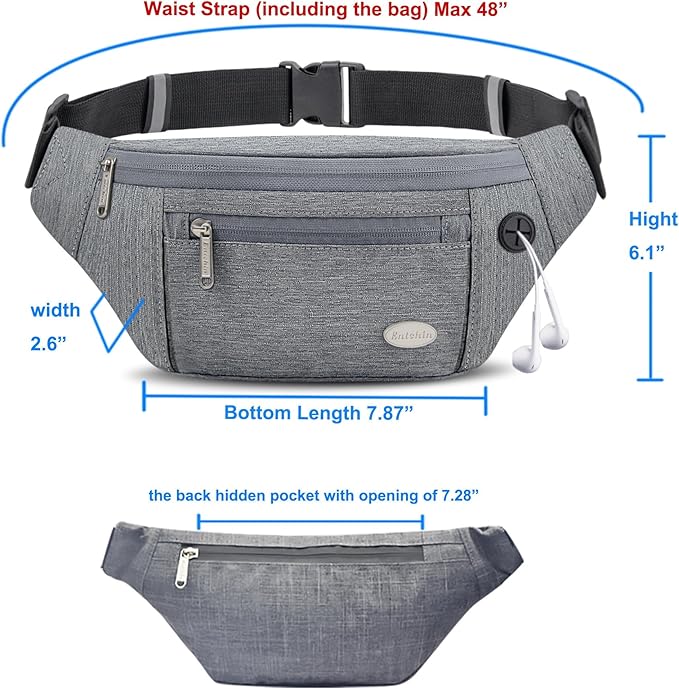 Entchin Fanny Pack for Women Men,Crossbody Belt Bag with 4-Zipper Pockets,Adjustable Waist Bag Pack,One of the Most Popular Travel Essential Gifts for Walking,Traveling,Cycling