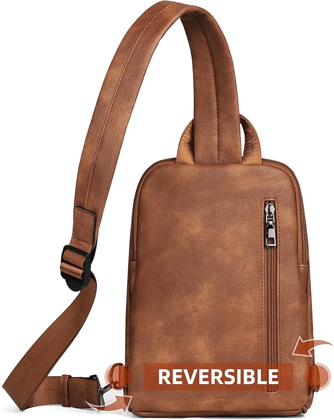 FADEON Sling Bag for Women, Crossbody Purse with Tassels, Designer Leather Shoulder Chest Bags for Travel