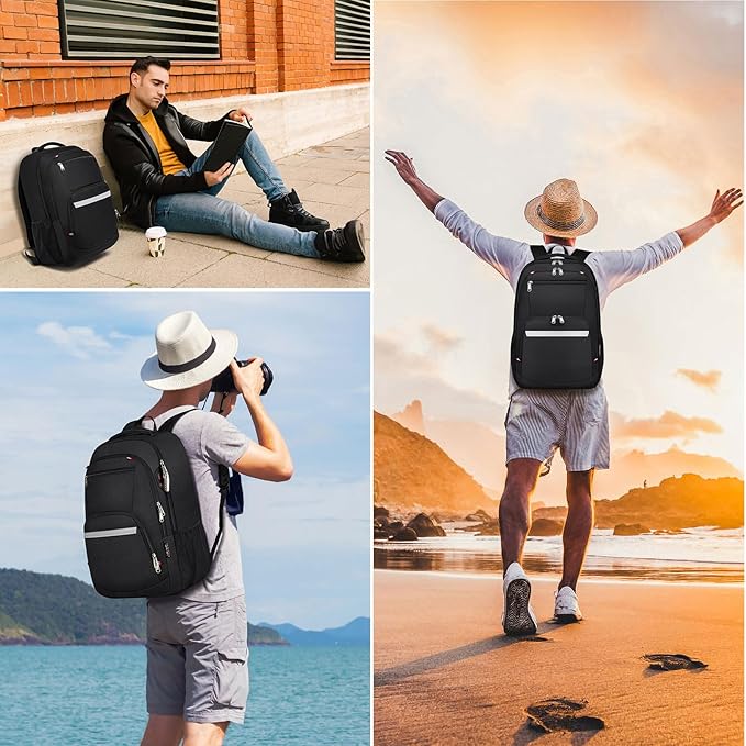 Laptop Backpack for Men & Women - Anti Theft Water Resistant Travel & College Backpack Fits 17 Inch Laptop & Notebook - 35L Black