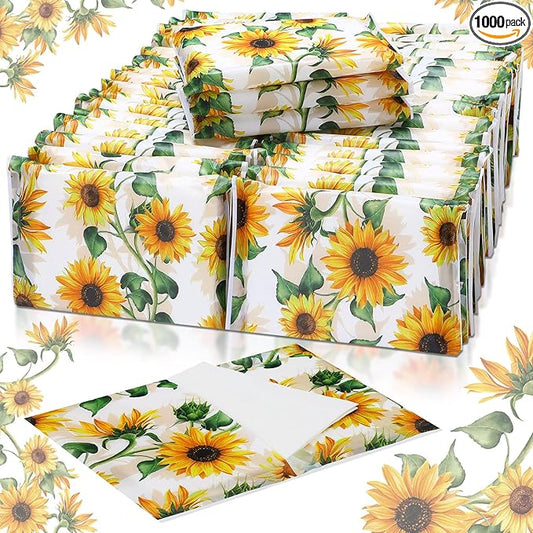 PerKoop 100 Packs Travel Size Tissues Disposable Pocket Facial Tissues Bulk for Travel Wedding Guest School Wallet Purse Home Supplies, 1000 Sheets 3 Ply(Sunflower)