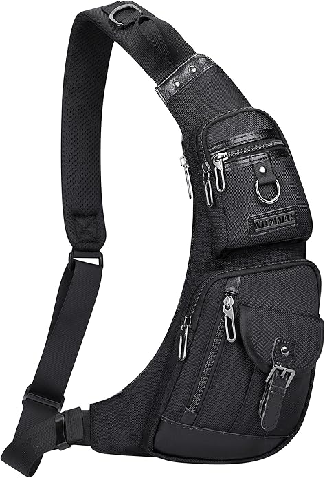 WITZMAN Sling Bag for Men Crossbody Bags Travel Slim Chest Bag One Strap Lightweight Casual Daypack
