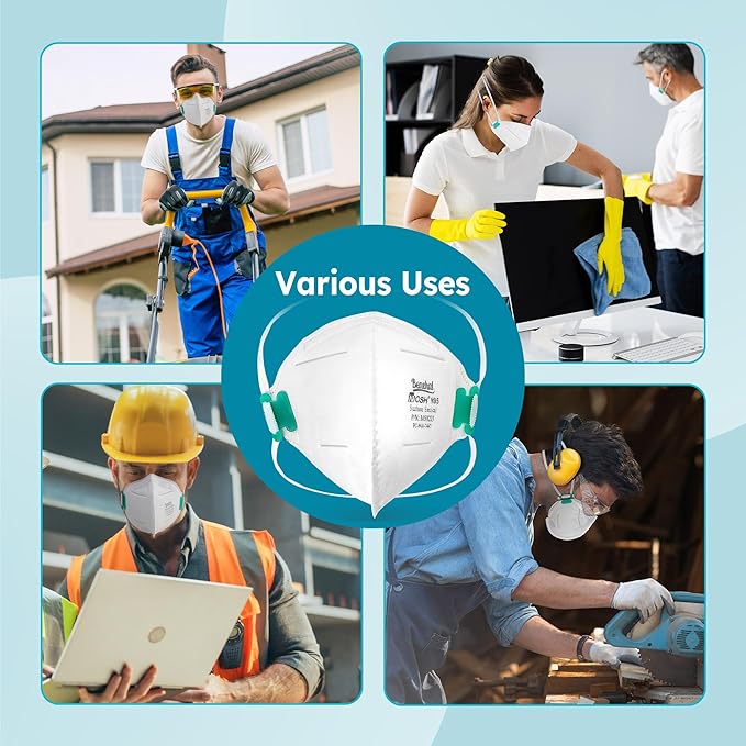 LotFancy N95 Mask for Adults, NIOSH Particulate Respirator, N95 Face Mask for Construction, Cleaning, Sanding, Dust Pollution