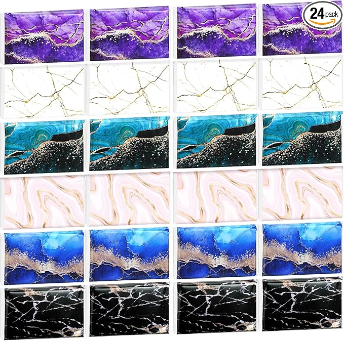 24 Packs Travel Size Tissue Pocket Slim Pack Facial 3 Ply Wallet Size Pocket Tissues for Travel Wedding Party Favors, 6 Styles(Marble Print)