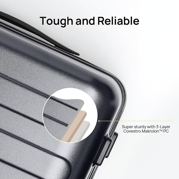 NINETYGO Medium Checked Luggage 24 Inch, Checking In Luggage with Smooth Spinner Wheels, Lightweight, Hard Shell PC Suitcase, Lightweight Travel Luggage, TSA Approved (Grey, Rhine Basic)