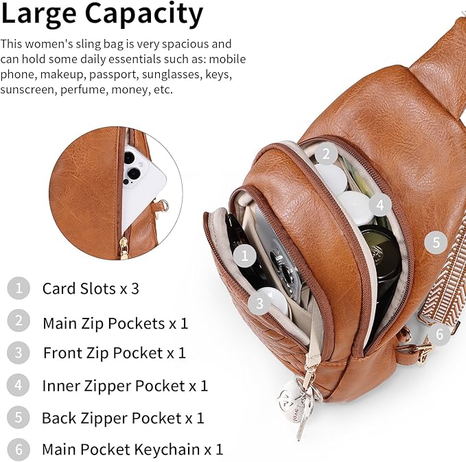 Crossbody Bags for Women Anti Theft Small Sling Handbag with Zipper Lock Vegan Leather RFID Blocking Chest Pure