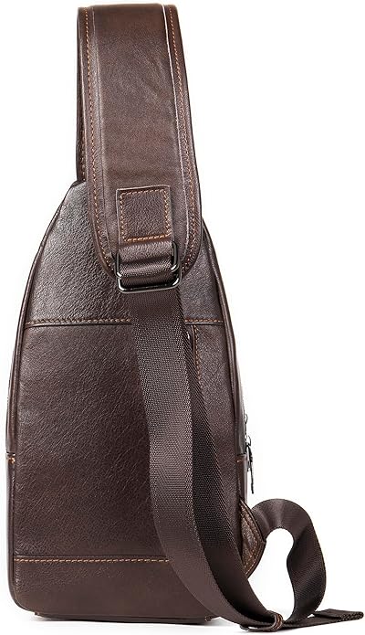 LUKZIJAES Genuine Leather Sling Bag for Men