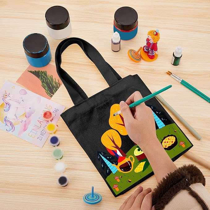 Amylove 24 Pcs Mini Tote Bag Sublimation Blank Canvas Tote Bags Reusable Grocery Luggage DIY Sack Goody for Party Even (10 x 10 Inch,Black)