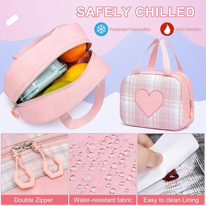 MOMUVO Girls Backpack with Lunch Box, Backpack and Lunch Box Set, Backpacks for Teen Girls Kindergarten Elementary Preschool Middle