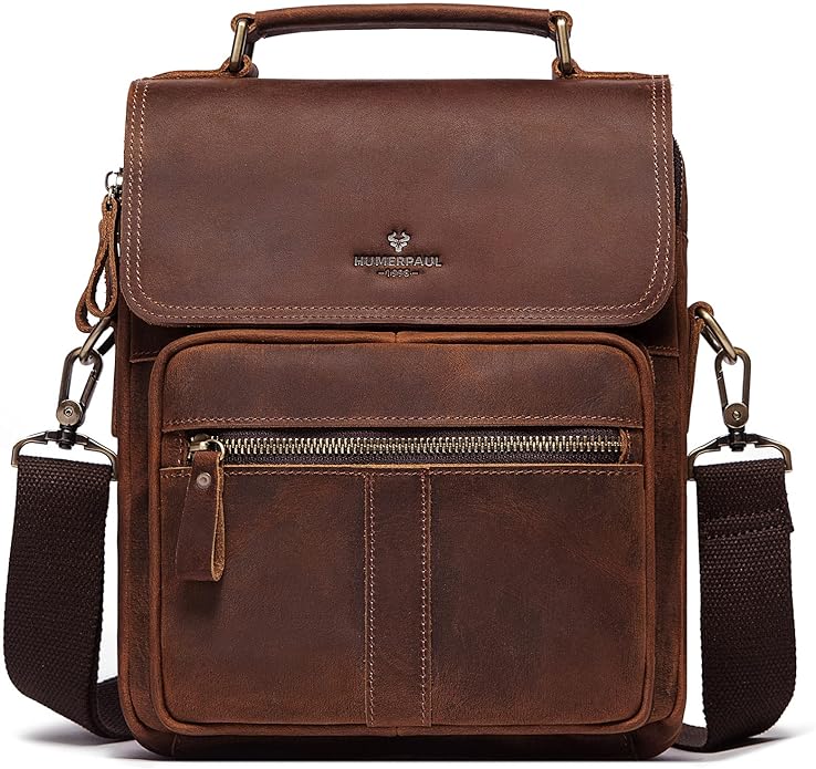 gzcz Leather Sling Shoulder Crossbody Bag Man Purse Messenger Bags for Men Women Outdoor Travel Business