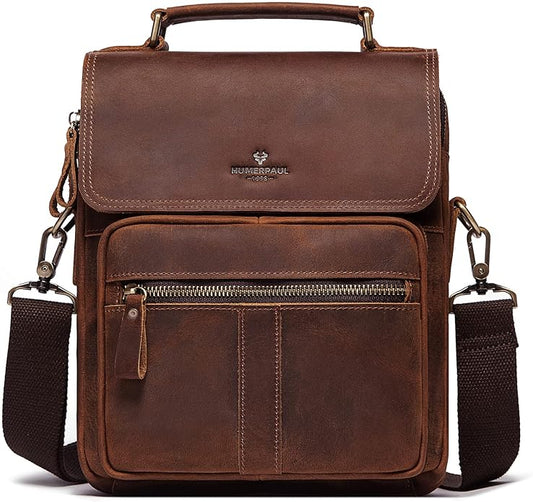 gzcz Leather Sling Shoulder Crossbody Bag Man Purse Messenger Bags for Men Women Outdoor Travel Business