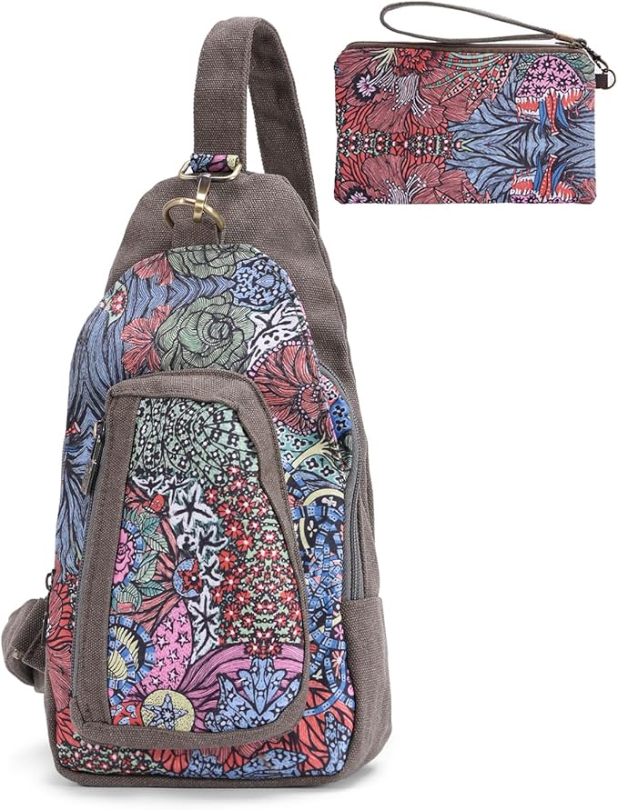 Black Butterfly Canvas Chest Bag, Small Chest Pack, Crossbody Bag for Travel, Inclined Shoulder Bag