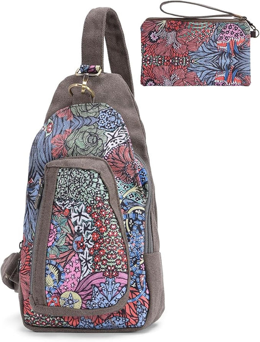 Black Butterfly Canvas Chest Bag, Small Chest Pack, Crossbody Bag for Travel, Inclined Shoulder Bag