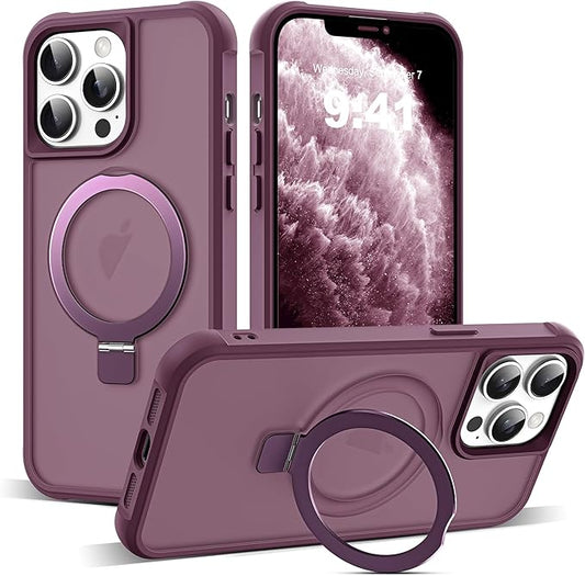 Compatible with iPhone 11 Pro Max Case with Invisible Magnetic O-Ring Stand Military-Grade Translucent Case for iPhone 11 ProMax 6.5" [Compatible with Mag-Safe][Great Grip Feeling], Wine Red