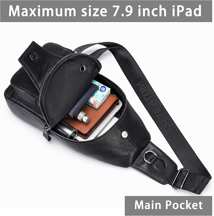 LUKZIJAES Genuine Leather Sling Bag for Men
