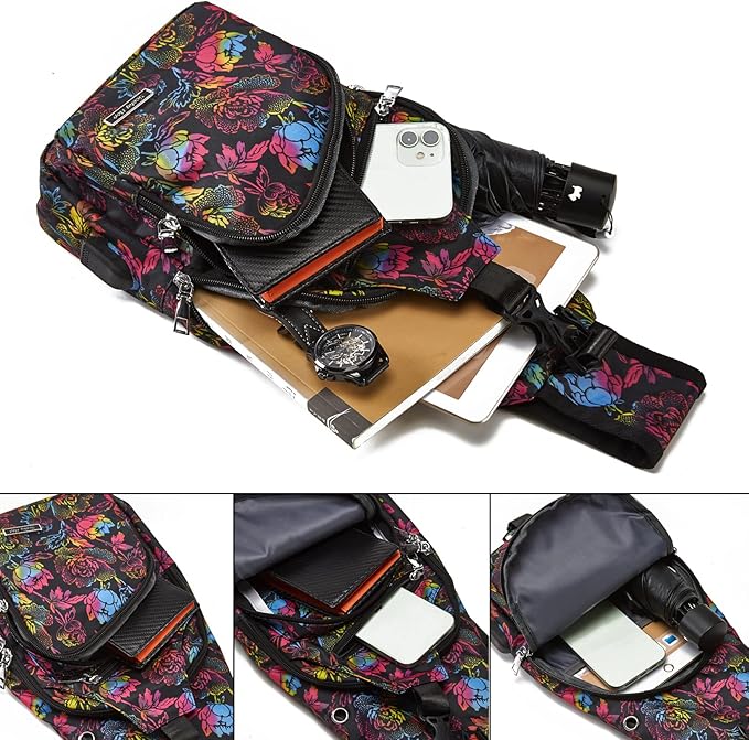 Seoky Rop Men Women Sling Backpack Anti Theft Crossbody Shoulder Chest Bag with USB Charging Port