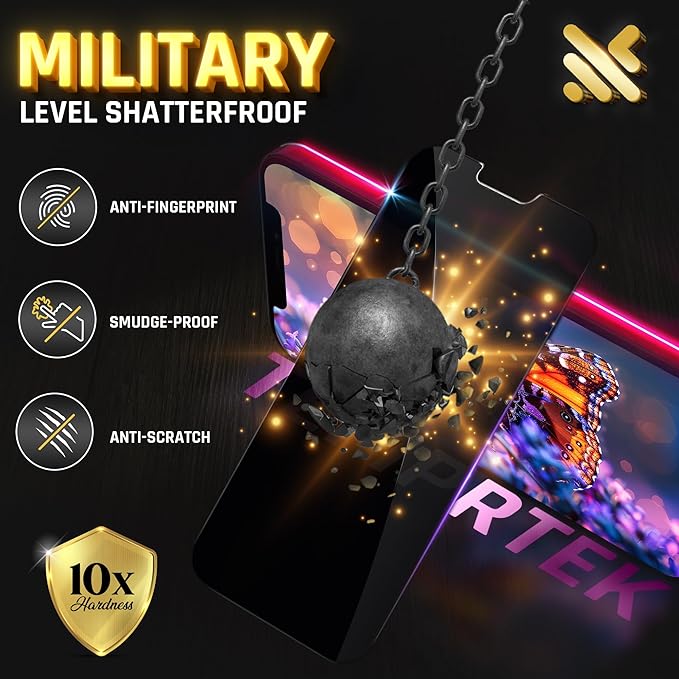 TEMPRTEK+ 2 Pack for iPhone 16 Pro Max Privacy Screen Protector Glass -16 Pro Max Screen Protector Privacy 9H Military Grade Scratch Fingerprint Resistance Anti-Glare Easy Installation Bubble Free