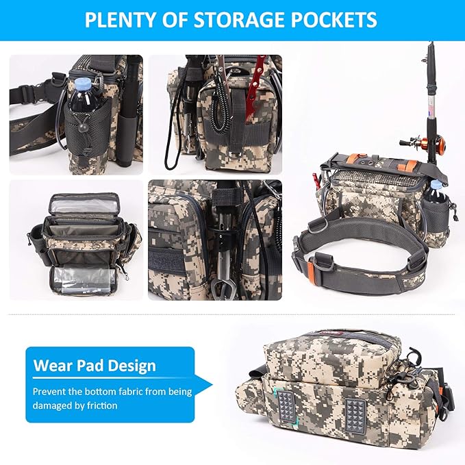 YVLEEN Sling Fishing Tackle Bag - Outdoor Tackle Box - Water-Resistant Waist Bag Cross Body Fly Fishing Sling Pack