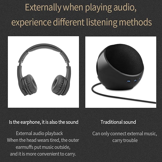 Bluetooth Headphones 2 in 1 Sound Speaker with Microphone Deep Bass Active Noise Cancelling Wireless Headphones Over Ear Comfortable Protein Earpads 30 Hours Playtime Wired/Wireless