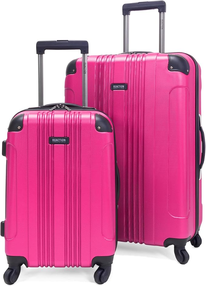 Kenneth Cole REACTION Out of Bounds Lightweight Hardshell 4-Wheel Spinner Luggage, Magenta, 2-Piece Set (20" & 28")