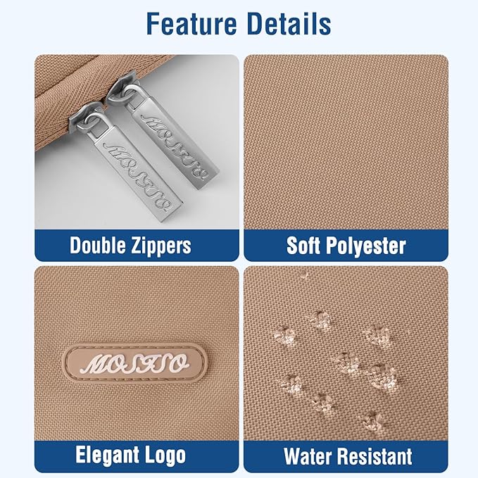 MOSISO Laptop Case 13.3 inch, 13-13.3 inch Laptop Sleeve Compatible with MacBook Air/Pro 13 / Pro 14, HP Dell ASUS Lenovo Notebook, Polyester Vertical Computer Sleeve Bag with Pocket, Bronze Brown