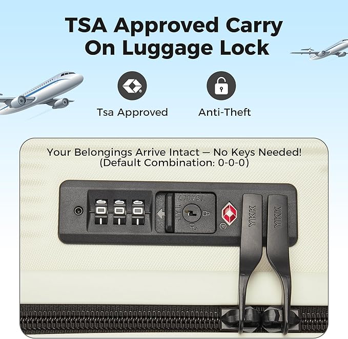 20 Inch Carry On Luggage, Hardside Lightweight Spinner Suitcase with TSA Lock, 22x14x9 Airline Approved Hard Shell Travel Suitcase with Wheels, Scratch Resistant (White, 20 Inch)