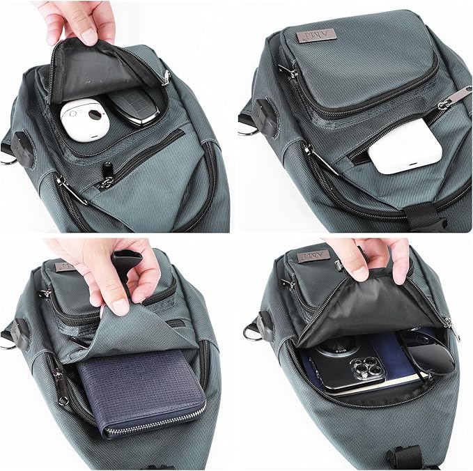 AMJ Crossbody Sling Bag Men Women, Casual Shoulder Backpack, Chest Daypack Satchel for Hiking Travel