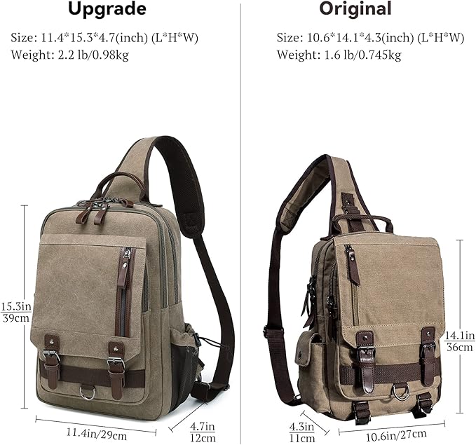 mygreen Canvas Cross Body Messenger Bag Shoulder Sling Backpack Travel Rucksack