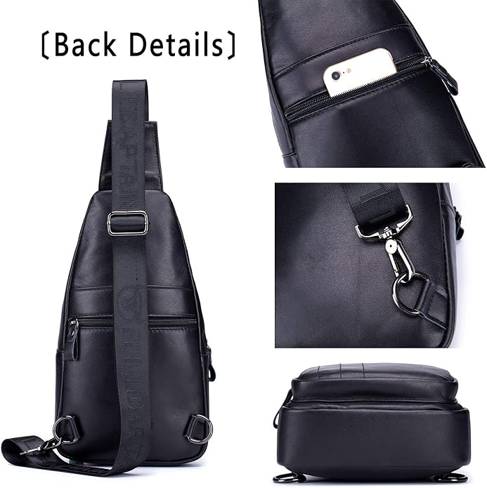 Cross body Bags for Men Leather Sling Bag Casual Daypacks Chest Bags Shoulder Bag Travel Hiking Backpacks