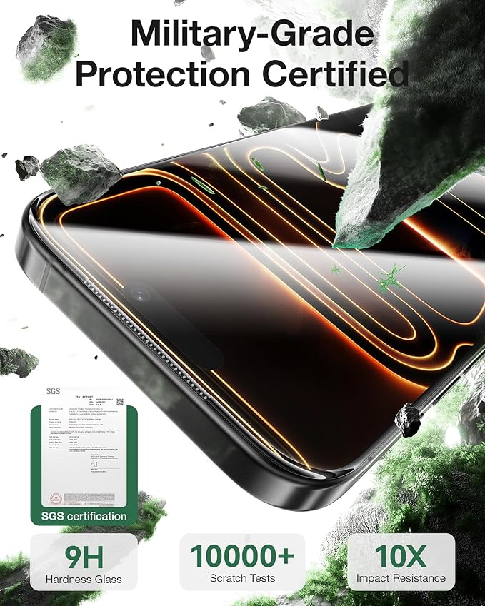 NIMASO for iPhone 17 Pro Max Screen Protector Full Coverage 6.9-Inch, No Bubbles No Dust, 3D Curved Edges 9H Hardness Tempered Glass, Military Grade Shatterproof, with Roller,1 Pack