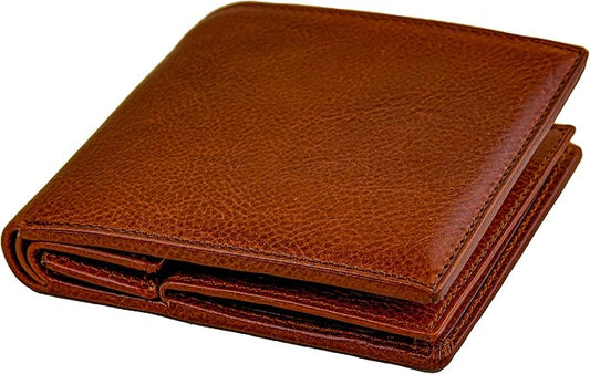 Time Resistance Leather Wallet for Men - Men Wallet - Bifold Italian Wallet - Slim Wallet with Card Holder - Gift Box Included