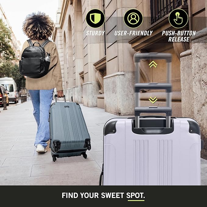 Kenneth Cole REACTION Bounds Lightweight Hardshell 4-Wheel Spinner Luggage, Lavender, 28-Inch Checked