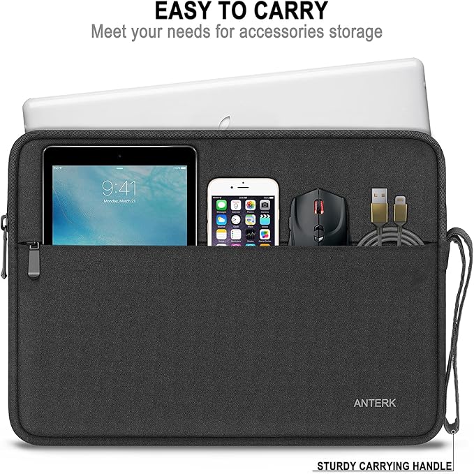 Laptop Case 13.3 Inch, Shockproof Protective Traveling Carrying Computer Sleeve Compatible with MacBook Air 13.3 inch/MacBook pro 14 inch, Compatible for HP, Dell, Laptop Bag with Pocket, Black