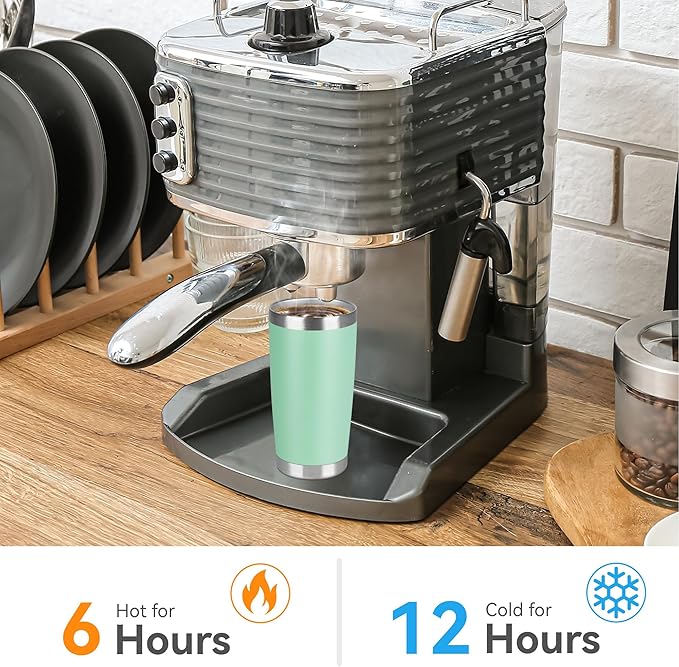 20 oz Tumbler Stainless Steel Tumblers Bulk with Lid Double Wall Insulated Coffee Tumbler Cups for Hot & Cold Drinks Powder Coated Travel Coffee Tumbler Mug Metal (Jade, 12 pack)