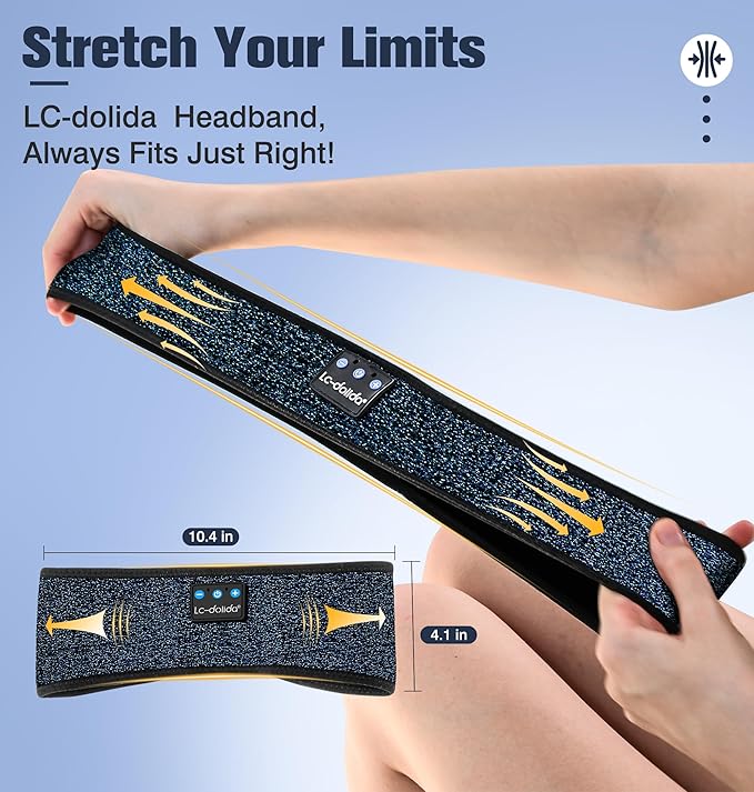 LC-dolida Headband Headphones Bluetooth 5.4 Headband, Sleep Headphones with Ultra-Thin HD Stereo Speaker, Sleep Headband Earphones Wireless for Workout Yoga Insomnia Running Meditation Gifts