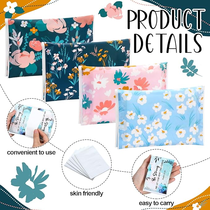PerKoop 100 Pack Pocket Tissues Travel Slim Packs Small Facial Tissues Wallet Size Toilet Paper for Travel Guest Wedding Supplies, 4 Styles(Country Floral)