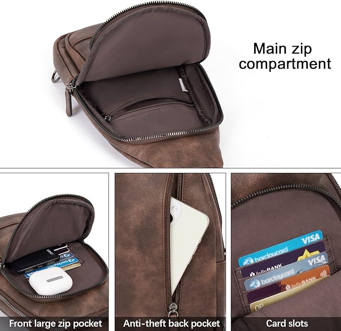 CLUCI Crossbody Bags for Women Men,Leather Sling Bag Cross Body Backpack for Woman Gifts for Women Birthday Unique