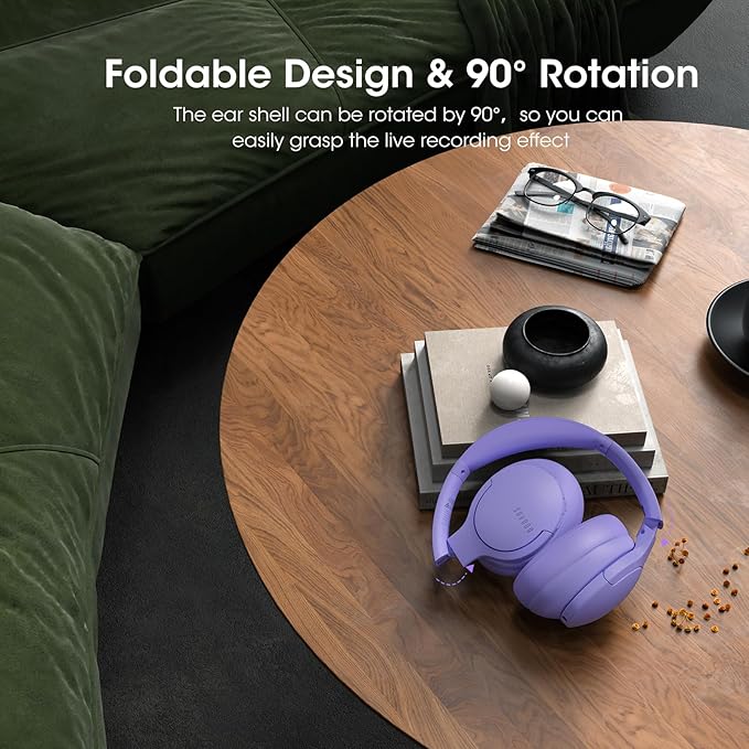 DOQAUS Upgrade Bluetooth Headphones Over Ear, 90H Playtime BT 5.3 Wireless Headphone EQ Modes, Built-in HD Mic, HiFi Stereo Sound, Deep Bass, Memory Foam Cups for Phone/PC&Travel/Gym/Workout