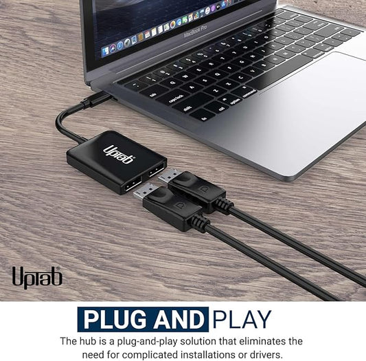 USB C to Dual DisplayPort Adapter Hub, Extended Dual 4K 60Hz Display Port Multi Monitors Splitter for Thunderbolt 3/4 and USB4 Compatible Dell XPS 13 15, Lenovo Yoga, Samsung Chromebook, HP, and More