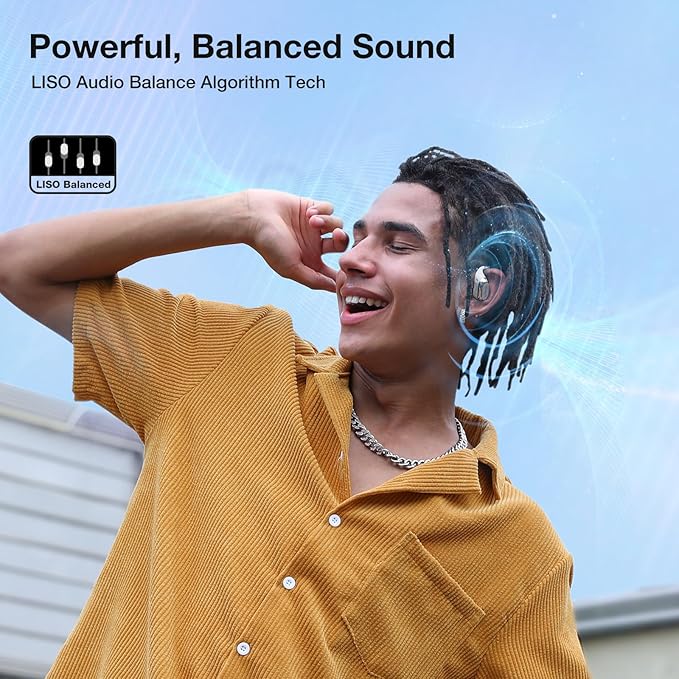 BlitzRock CT3 Pro Open Ear Headphones, Rich Balanced Sound, AI ENC 4 Mics Clear Calls,40H Playtime, IPX5 SweatSafe, Bluetooth 5.4 Wireless Earbuds with Earhooks, App Control