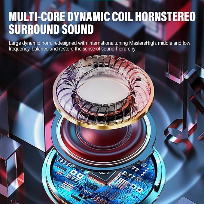 Wireless Earbuds, Clip On Ear Headphones, Bluetooth 5.4 HiFi Stereo Earbuds, 42H, LED Display Ear Buds, Comfortable Lightweight, IP7 Waterproof Open Ear Earphones, Earbud for Workouts Running, Black