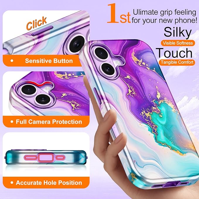Btscase for iPhone 17 Case [Compatible with Magsafe] [Military-Grade Drop Protection] Slim Anti-Scratch Smooth Touch TPU Bumper Shockproof Magnetic Phone Case for Women Girls Men, Purple/White