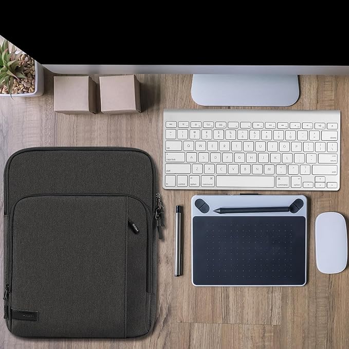 MoKo 12.9 Inch Tablet Sleeve Bag Carrying Case with Pockets Fits 13 Inch New iPad Pro M4 & Air M2 2024, iPad Pro 12.9 M2&M1, Surface Laptop Go 12.4", Galaxy Tab S8+/S9+ 12.4", Black & Gray