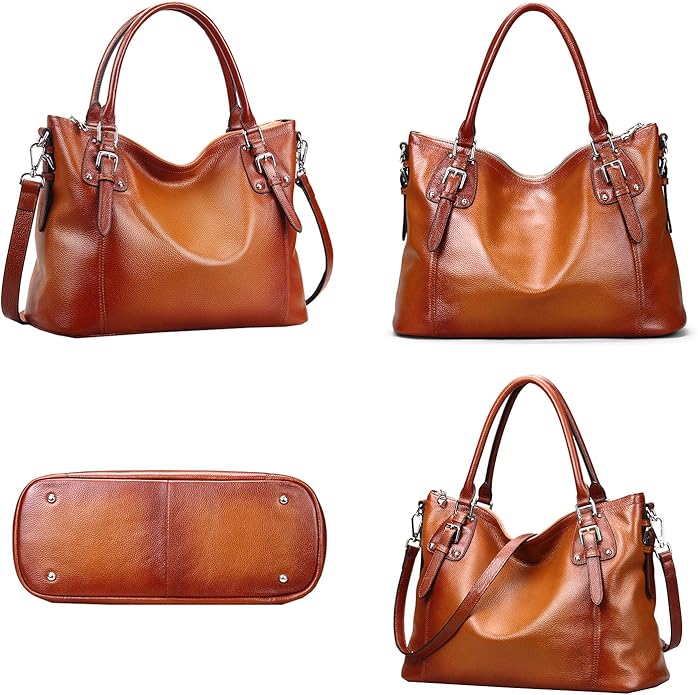 HESHE Genuine Leather Purses and Handbags for Women Tote Shoulder Bag Satchel Purse Top Handle Bags Hobo Crossbody Purse