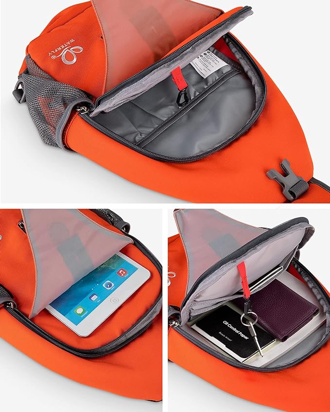 WATERFLY Crossbody Sling Backpack Sling Bag Travel Hiking Chest Bag Daypack