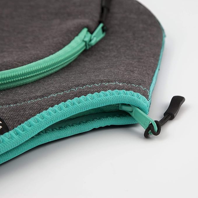 Nordic By Nature Insulated Neoprene Lunch Bag, Soft & Foldable Washable & Reusable Extra-Pocket (L) Dark Grey/Lagoon