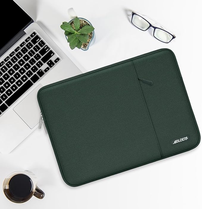 MOSISO Laptop Case 15 inch, 15 inch Laptop Sleeve Compatible with MacBook Air 15 M4 A3241 M3 A3114 M2 A2941 2025 2024 2023,Dell XPS 15,Polyester Vertical Computer Sleeve Bag with Pocket,Midnight Green